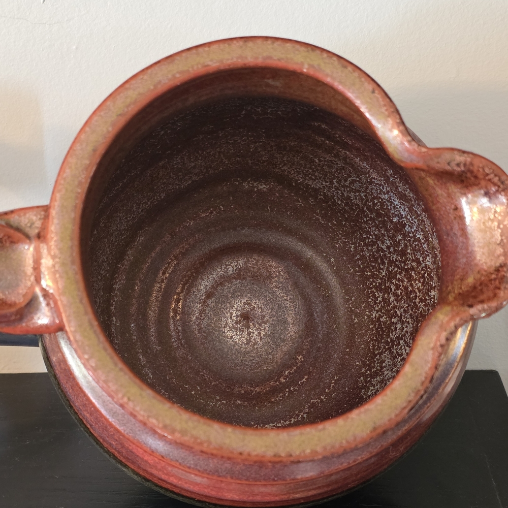 Vintage Handcrafted Multicolor Stoneware Pitcher - Picture 7 of 8